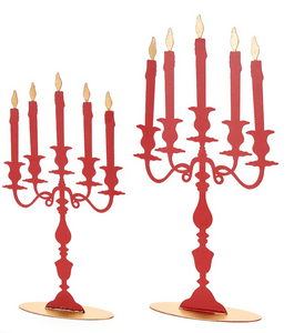 SET 2 CANDELABRI IN METALLO ANTICATO