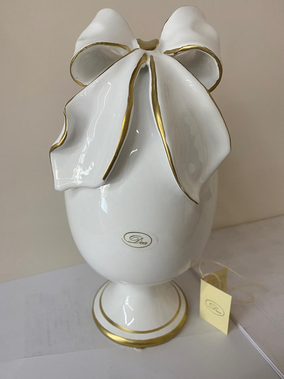 UOVO CAPODIMONTE LARGE WHITE BOW